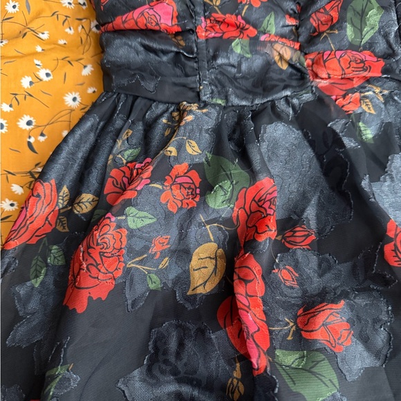 Unique Vintage Black and Red Floral High Low Dress - Picture 11 of 16